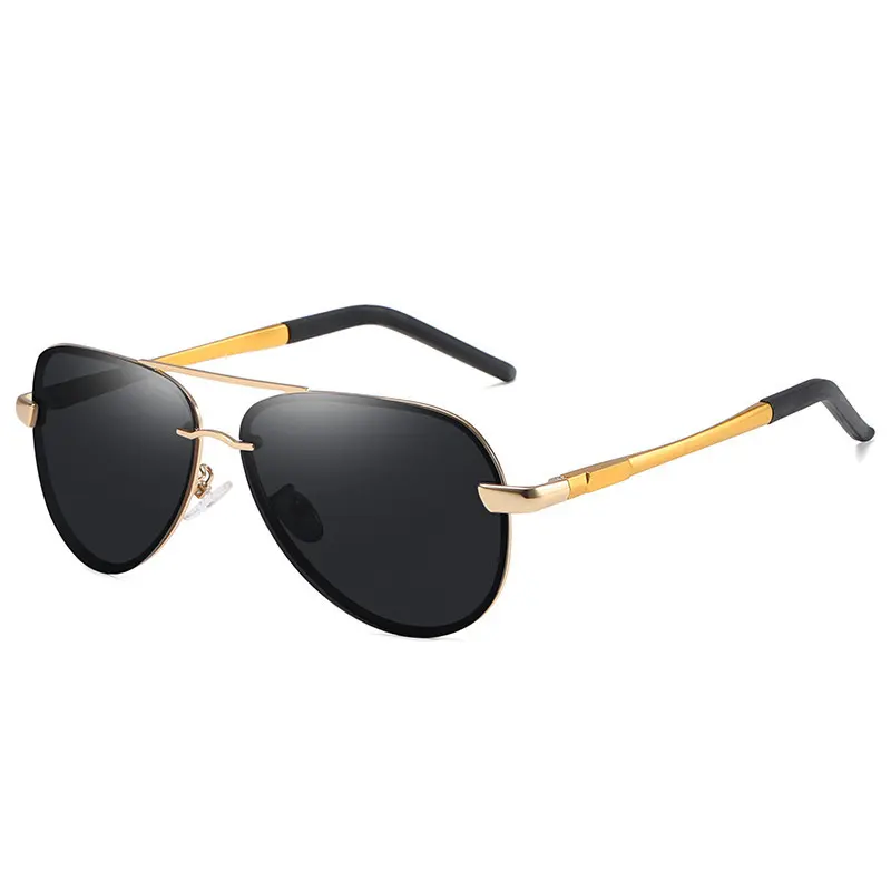 2022 BLONGU Fashion Bling Herren Sonnenbrille Trendy Alloy Aluminium rahmen Hochwertige polarisierte Pilot Sonnenbrille