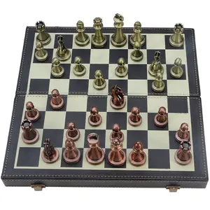 Top Grade quốc tế cờ vua quà tặng có thể gập lại kim loại cờ vua cho hội đồng quản trị trò chơi