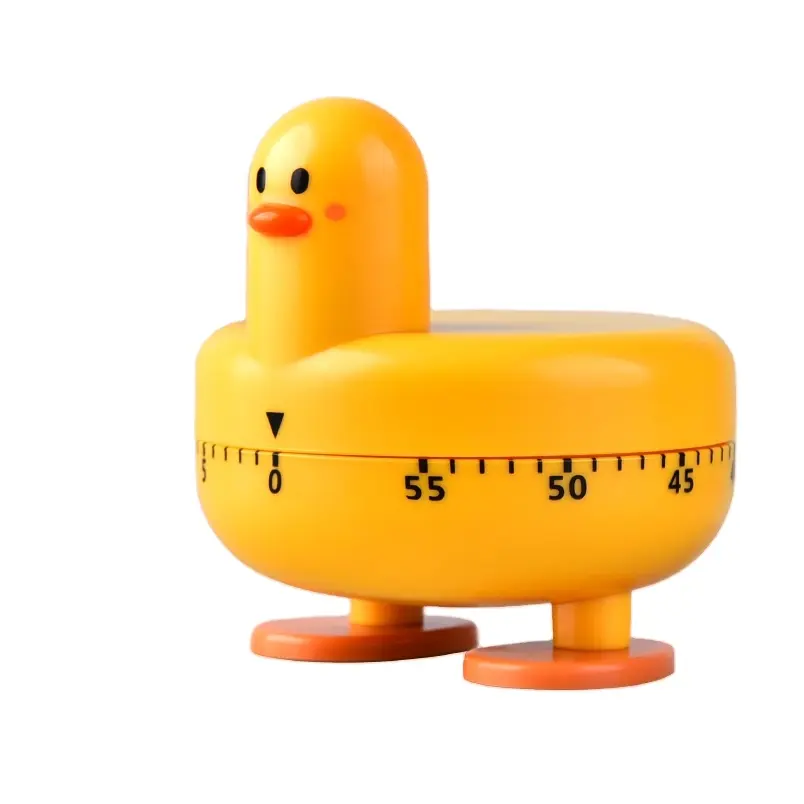 Cute Duck Rotary Loud Kitchen Timer with Digital Display Manual Rotation and Scale Countdown Plastic Mechanical Timer