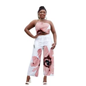 Completo due pezzi casual stampato stile europeo-americano, ecologico, vestibilità ampia, taglie forti, primavera estate, con pantaloni corti slim in raso a gamba larga - Product Image 5