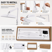 Lampe de travail LED professionnelle à intensité variable pour salon de manucure, avec bras articulé flexible à 360 degrés, fixation sur bureau et interrupteur tactile