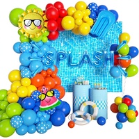 Ensemble de ballons en aluminium sur le thème de la plage, d'eau, de palmiers et de pastèques pour une fête d'anniversaire tropicale d'été sur le thème de la piscine