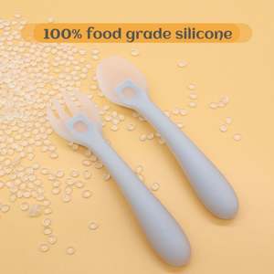 Vajilla de fábrica sin BPA para niños, comida para niños pequeños, entrenamiento de millas, Led, destete, alimentación previa, cuchara de silicona para bebé - Product Image 4