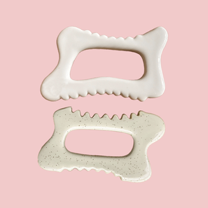 Herramienta de Peine de cuerpo y cara de Jade blanco, piedra Bian roja, líneas de cuello Gua Sha, caja de bolsa Guasha de rosa, herramienta de Masaje linfático de latón - Product Image 5