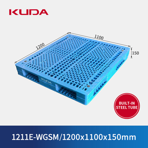 KUDA 1211E-WGSM 플라스틱 팔레트 내장 스틸 튜브 PP 쌓을 수있는 그리드 양면 팔레트 칩 추가 가능 사용 1200x1100x150mm - Product Image 1