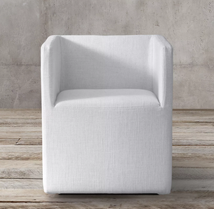 Fauteuils de <span class=keywords><strong>salle</strong></span> à <span class=keywords><strong>manger</strong></span> Rhoohill personnalisés de style américain avec <span class=keywords><strong>roulettes</strong></span>, chaises de table à <span class=keywords><strong>manger</strong></span> modernes en tissu de lin pour l'intérieur - Product Image 1