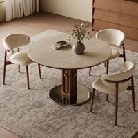 Modernes Luxuriöses Marmor-Holz Kleines Rundes Esstisch-Stuhl-Set 4-6 Sitzer Küche Esszimmer Edelstahl Möbel-Designs