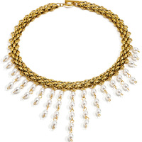 Parure de collier et bracelet en acier inoxydable plaqué or 18 carats, avec pampilles exagérées et perles d'eau douce, chaîne maillons étanche