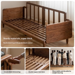 Divano Singolo in Legno Massello e Vera Pelle, Design Moderno Italiano di Lusso Leggero in Noce Nero per Arredamento Casa Piccola - Product Image 3