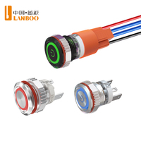 Interruptor de Botón Pulsador LED LANBOO 16E3 de Alta Corriente, 16 mm, 16 A, Impermeable, de Acero Inoxidable, para Uso Industrial y Doméstico, 24 V, IP65