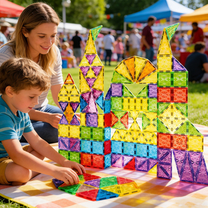 140 Piezas de Bloques de Construcción Magnéticos de Plástico para Niños, Juguetes Educativos STEM 3D, Set de Construcción con Fichas Magnéticas Seguras para Niños y Niñas de <span class=keywords><strong>3</strong></span>+ Años - Product Image 1