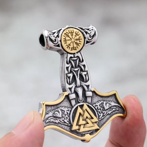 yunnique Viking Thor Hammer Pendant Necklace Stainless Steel Celtic Knot Design Unisex Gift Jewelry - Product Image 3