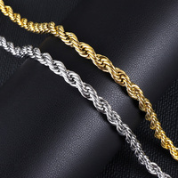 Collier en chaîne torsadée en or vermeil plaqué or 14k 18k en acier inoxydable de 2 mm 3 mm 4 mm 5 mm sur mesure en gros