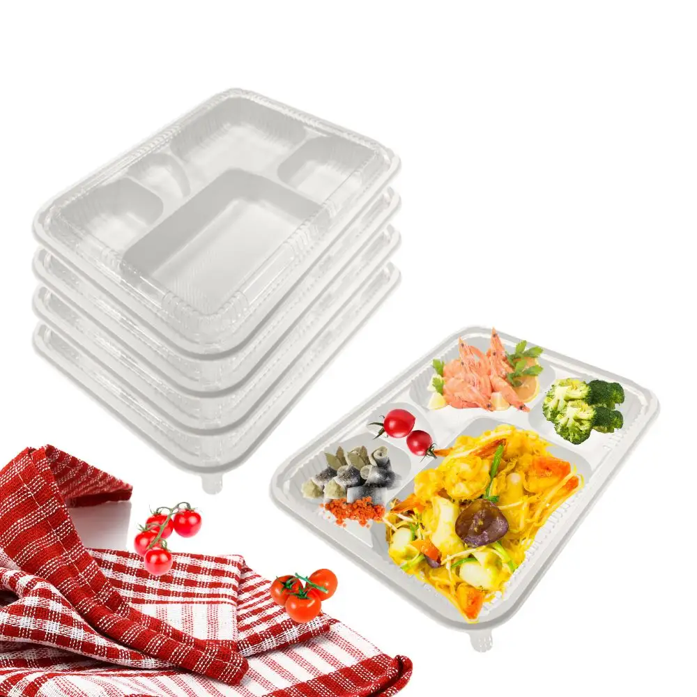 Veilige En Gezonde Maaltijd Prep Container Wegwerp 5 Compartiment Plastic Afhaalmaaltijden Verpakking Lunchbox
