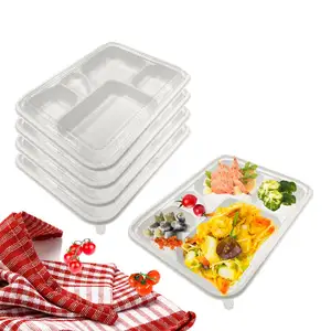 安全健康膳食准备容器一次性5格塑料外卖食品包装饭盒