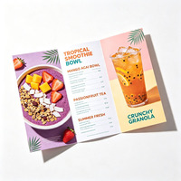 Menu personnalisé en papier tri-plié en couleur, brochure, menu de plats à emporter pour restaurant, dépliant pour café-bar