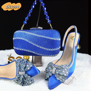 Nouvelle Mode Sac à Main pour <span class=keywords><strong>Femme</strong></span> et Ensemble Chaussures à Talons Bas Assortis pour Soirée Africaine Style Italien - Product Image 3