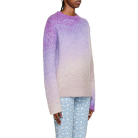 Pull en maille unisexe en mohair uni à col rond dégradé multicolore pour femme, vente en gros sur mesure
