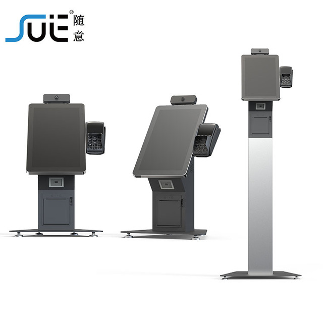 Thermal Printer Self Service Checking Out Kiosk With Photo Camera