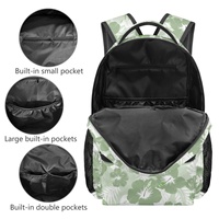 Sac à dos pour ordinateur portable en polyester durable avec logo personnalisé fleurs de Puakenikeni, style décontracté pour étudiants universitaires