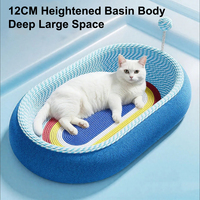 Griffoir pour chat durable et éco-responsable, de luxe, moderne, en forme de bol, en flanelle et sisal, interactif, pour usage intérieur, motif arc-en-ciel, lit pour animaux de compagnie