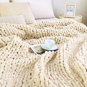 Nouvelle arrivée : <span class=keywords><strong>Couverture</strong></span> moderne en tricot de fil chenille épais, polyester doux et confortable, résistante à la décoloration, pour la décoration de la maison - Product Image 3