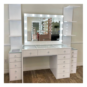 Coiffeuse avec miroir LED et tiroirs pour chambre à coucher, haute qualité, fabriquée en panneaux de mélamine OSB, pas en panneaux de particules bon marché - Product Image 4