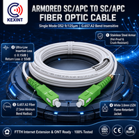 Kabel Patch Fiber Optik KEXINT Armored SC ke SC APC Putih 3.0mm LSZH G657A2 Anti Hama Single Mode FTTH Kabel Ekstensi Internet