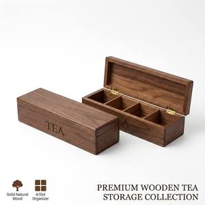 <span class=keywords><strong>Scatola</strong></span> per Tè in <span class=keywords><strong>Legno</strong></span> FSC Landy con Divisori, Organizzatore per Bustine di Tè a 4 Scomparti per Cucina, Hotel, Ufficio, Logo Personalizzato, Vendita all'Ingrosso - Product Image 1