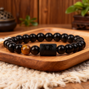 Bracciale con 12 Segni Zodiacali in Pietra Naturale Grezza, Onice Nero, Occhio di Tigre, <span class=keywords><strong>Ossidiana</strong></span>, Bracciale con Perline da 8mm - Product Image 2