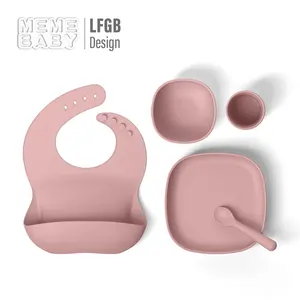 Peralatan makan bayi, Set gelas silikon mangkuk sendok makan bayi kecil silikon anak-anak