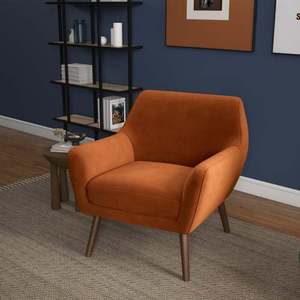 Nouveau fauteuil lounge moderne Panom en velours orange brûlé pour salon, chambre, salle à manger et hôtel - Product Image 2