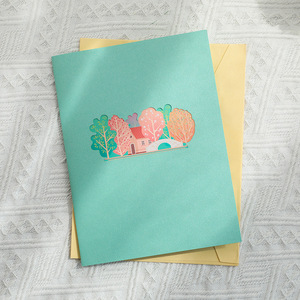 Tarjeta 3D Pop-up de Papel con Diseño de Bosque de Árboles Verdes de Verano, Corte Láser, Impresión UV, Laminado Mate, DIY para Tarjetas de Regalo, Disponible en Stock - Product Image 4