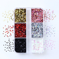 6 Grille/boîte Ultra-mince Brillant Coeur Paillettes Nail Design Amour Coeur Forme Sequin Nail Art Accessoires
