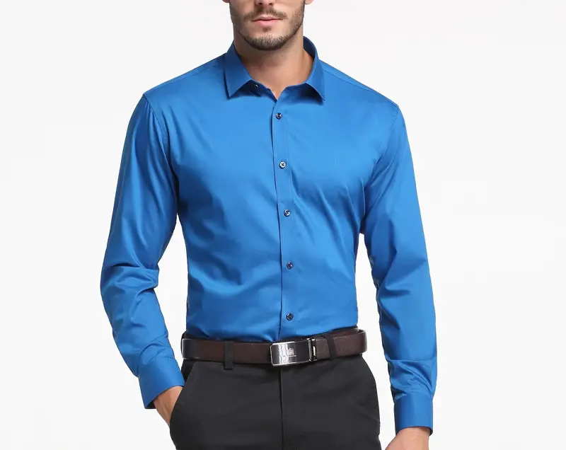 blue business button down slim solid cotton Hemd custom chemises hommes casual formal dress plus size dress shirts for mens