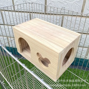 บ้านไม้สำหรับสัตว์เลี้ยงขนาดเล็ก สำหรับหนูแฮมสเตอร์ ที่หลบซ่อนได้ สีธรรมชาติ รูปทรงสี่เหลี่ยมผืนผ้า ดีไซน์ทนทาน ZS0704 ผลิตที่ซานตง - Product Image 3