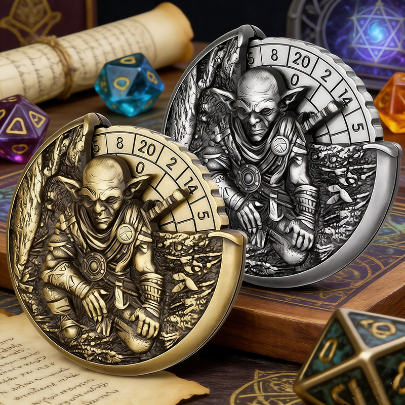 Antique Double Roulette Gold Metal Dice Fingertip Gyro 7 In 1 Spinner Dice For Dnd RpG Game Accessory