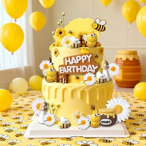 Set de Decoración para Pastel con Temática de Abejas, 16 Piezas, Abejas 3D, Tarro de <span class=keywords><strong>Miel</strong></span>, Champiñones y <span class=keywords><strong>Margaritas</strong></span>, Kit Decorativo para Fiestas de Cumpleaños Infantiles - Product Image 4