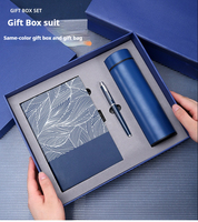 Coffret Cadeau d'Entreprise Bleu Profond de Luxe, Ensemble de Papeterie Personnalisé, Journal A5, Couverture en Cuir PU, Impression Sérigraphique, Promotionnel