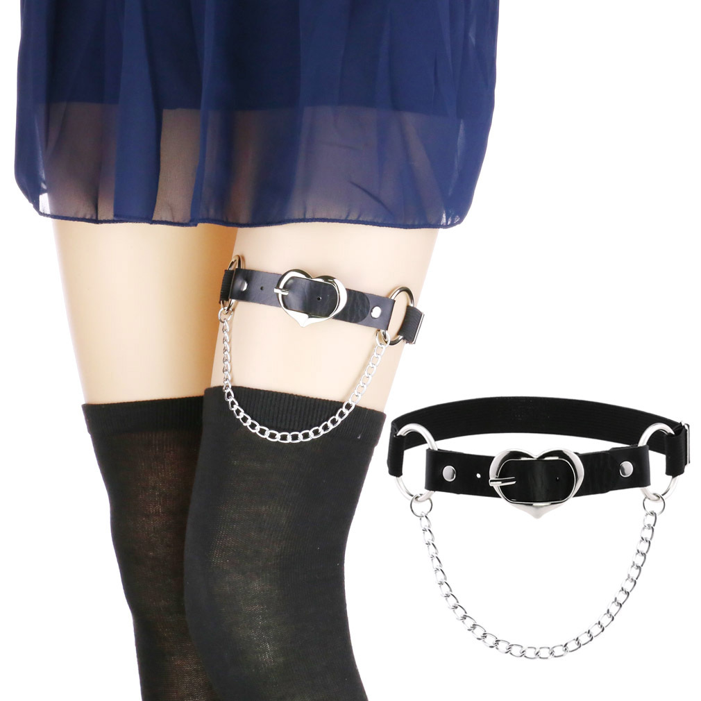 Girls Gothic Punk Peach Heart Chain Leather Thigh Ring Personality Temperament Adjustable Elastic Leg Garter Belt| Alibaba.com Girls Gothic Punk Peach Heart Chain Leather Thigh Ring Personality Temperament Adjustable Elastic Leg Garter Belt| Alibaba.com