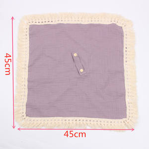 Serviette douce en mousseline de coton gaze pour bébé, serviette <span class=keywords><strong>apaisante</strong></span>, pendentif sucette, couverture de sécurité pour bébé avec macramé - Product Image 2
