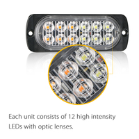 4-in-1 12-LED-Notfall-Blitzleuchte Gelb Blau Rot Blinker für Auto Frontgrill & LKW-Seite Neuer Zustand Warnleuchte