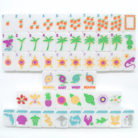 Tuiles de Mahjong Américaines Sunshine Tiles - Ensemble de Mahjong Acrylique Blanc à Couche Unique Inspiré de la Floride, 160 Tuiles Peintes à la Main pour le Divertissement
