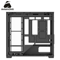 AntarcChill Black Mid Tower Steel Computer Chassis Side Panel Window Dual Compartment MicroATX Support 360 Radiator USB3.0 Ports