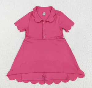 Vestido deportivo tipo polo de yoga para niñas, color rosa intenso, para verano. - Product Image 2