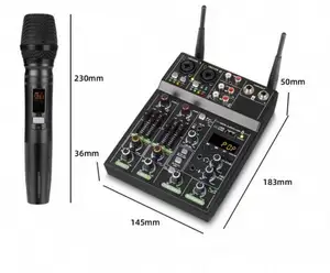 Venda imperdível microfone de 4 canais, mixer dsp, microfone sem fio 2 UHF, mini placa de som de karaokê para gravação ao vivo