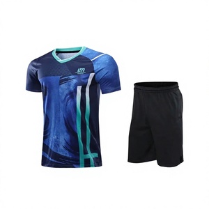 Ensemble de maillots de football sublimés bleus pour hommes, col en V, manches courtes, évacuation de l'humidité, coupe athlétique, uniformes pour adultes toutes saisons - Product Image 1