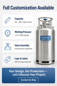 Kryogener LO2 Dewar-Behälter aus Edelstahl, Druckbehälter, Industrieller Tieftemperatur-Lagertank für LN2, LAr, LCO2, LNG - Product Image 2