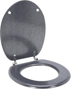 Siège de toilette moderne en MDF pailleté à fermeture douce avec charnière en acier inoxydable 304, style design pour villas de luxe et appartements haut de gamme - Product Image 2