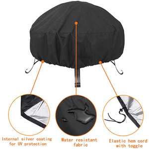 Cubierta para hoguera redonda de tela Oxford negra, protección para exteriores, 36 pulgadas - Product Image 5